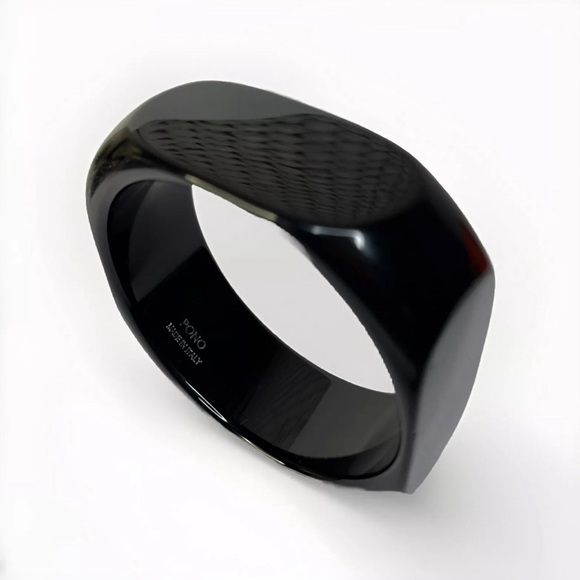PONO by Joan Goodman Italian Lucite Black Square Bangle Bracelet Cuff - Picture 2 of 8